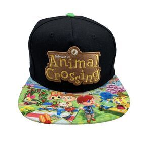 Animal Crossing‎ Hat Cap Snap Back Adult Black Green Patch Anime Nintendo Men's